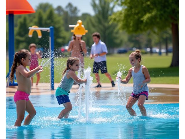 Maple Grove Community Splash Pad with joyous children